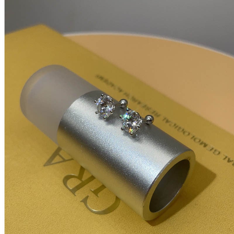 Moissanite naušnice od srebra 925, oblik cvijeta, šestokraki postavka, vijčano zatvaranje