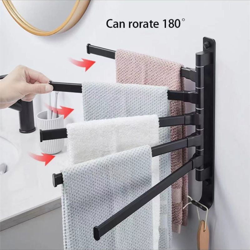 Držač za ručnike od aluminijske legure, 5 razina, sklopiva, zidni, završna obrada lakom pečenog izgleda, nosivost 50 kg