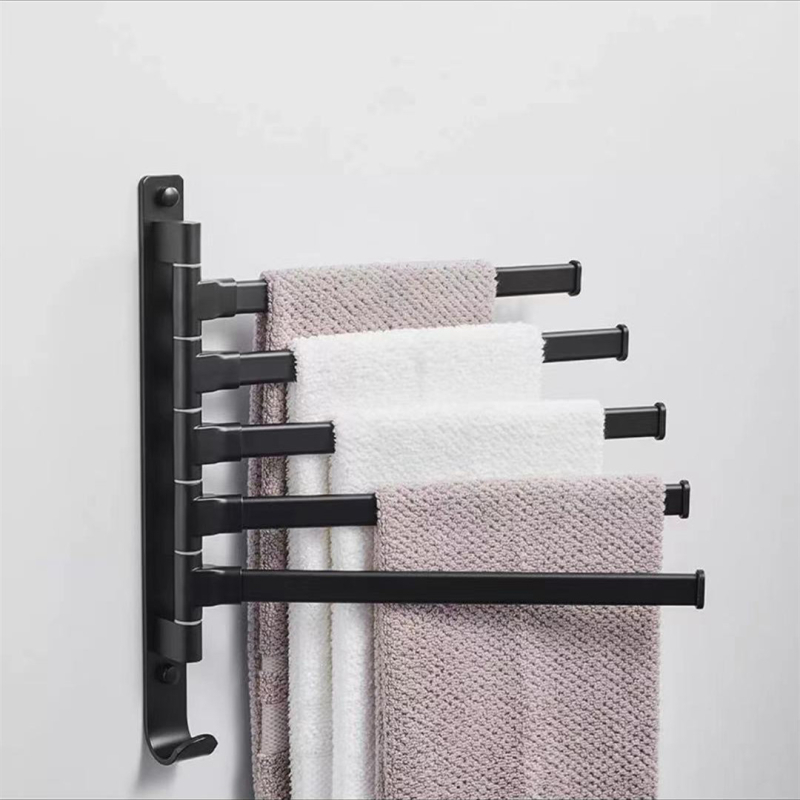 Držač za ručnike od aluminijske legure, 5 razina, sklopiva, zidni, završna obrada lakom pečenog izgleda, nosivost 50 kg