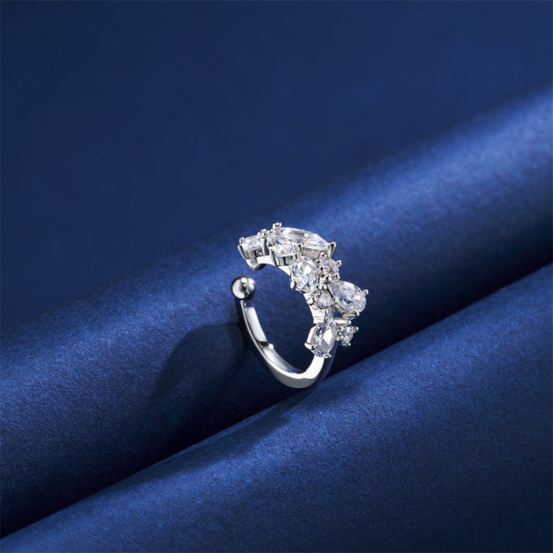 Geometriai S925 ezüst fülklipsz nőknek, könnyű luxus stílus, elektroplating bevonat