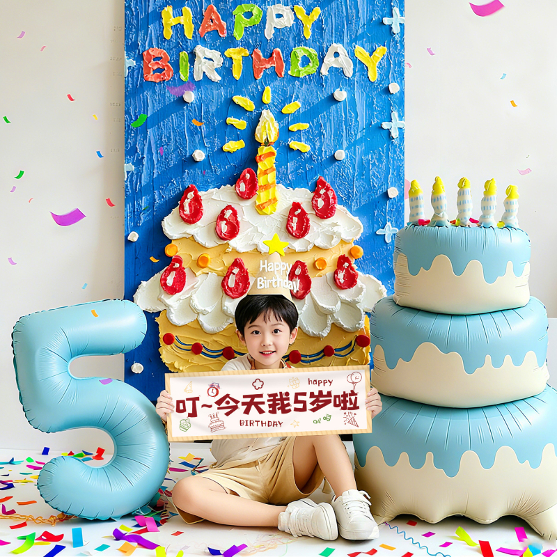 Pozadina za dječju rođendansku proslavu (3. i 6. rođendan) – Poliester, tkanina; rekviziti za scenografiju