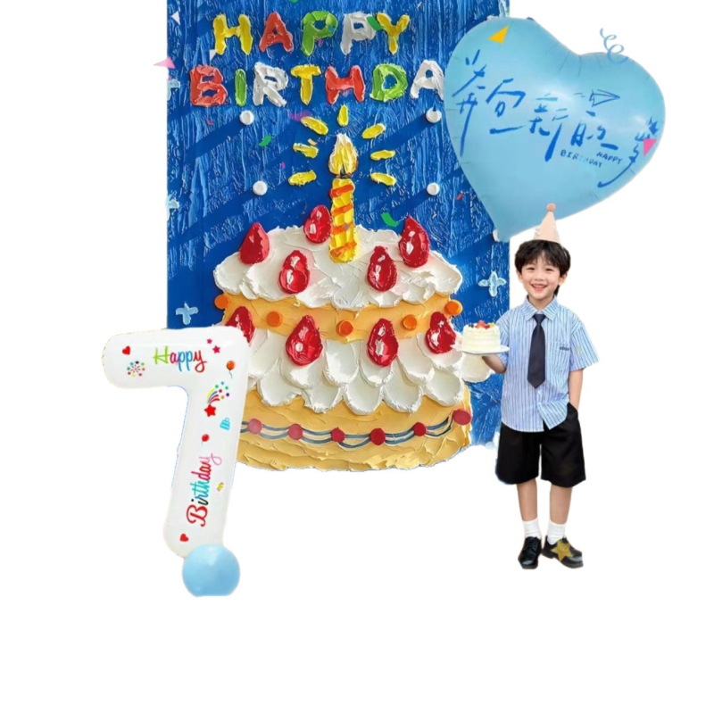 Pozadina za dječju rođendansku proslavu (3. i 6. rođendan) – Poliester, tkanina; rekviziti za scenografiju