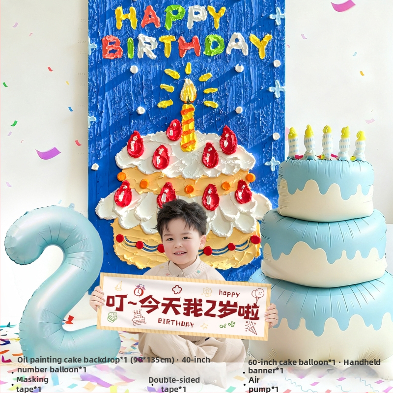 Pozadina za dječju rođendansku proslavu (3. i 6. rođendan) – Poliester, tkanina; rekviziti za scenografiju