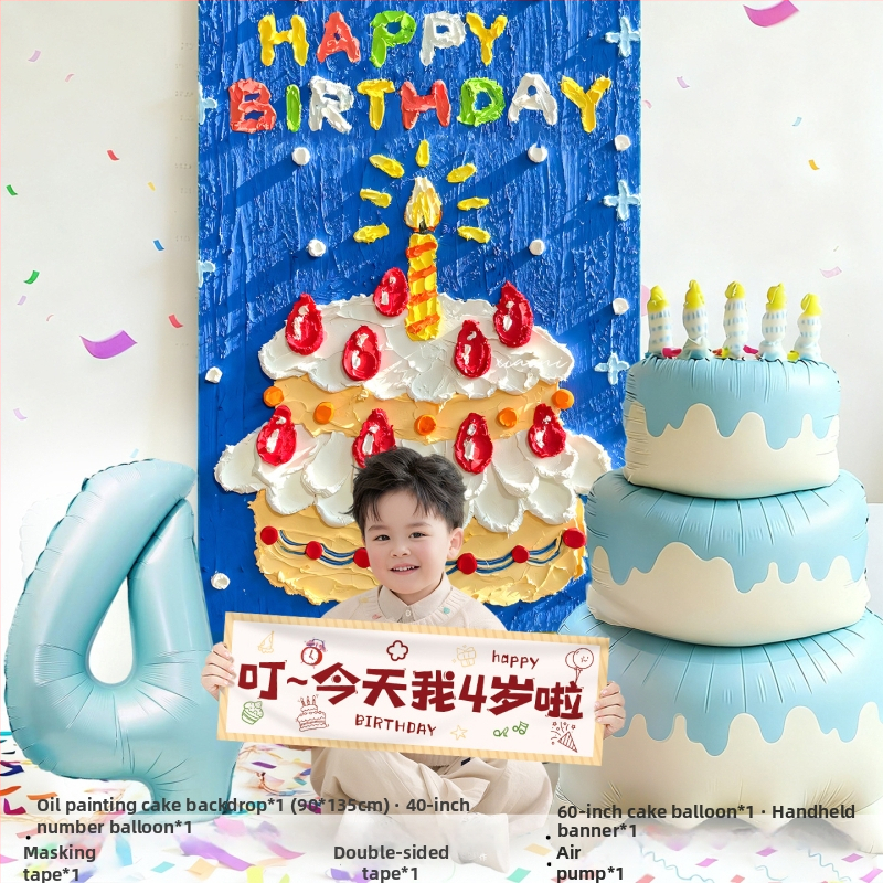 Pozadina za dječju rođendansku proslavu (3. i 6. rođendan) – Poliester, tkanina; rekviziti za scenografiju