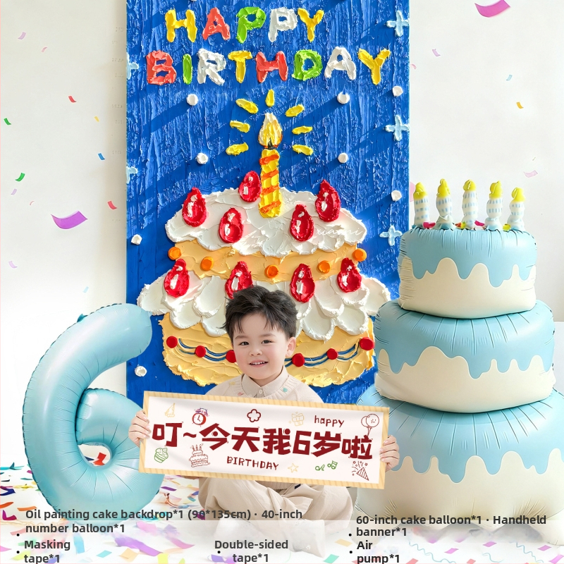 Pozadina za dječju rođendansku proslavu (3. i 6. rođendan) – Poliester, tkanina; rekviziti za scenografiju