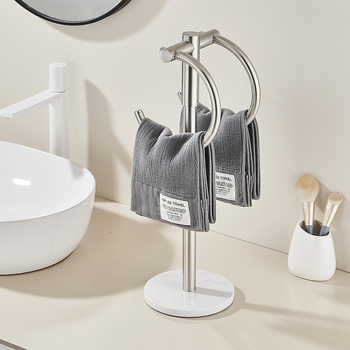 Stojeći držač za ručnike od nehrđajućeg čelika, brušeni završetak, set od dva komada, moderan minimalistički stil, marka Chuangzhe