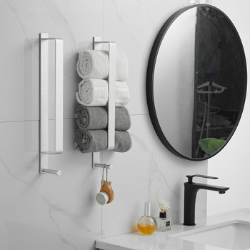 Držač za ručnike u kupaoni od Space aluminija s površinskom obradom Brushed oxidation, jednodjelni, vertikalna ili horizontalna ugradnja, nosivost 12 kg, marka Huamanzhi