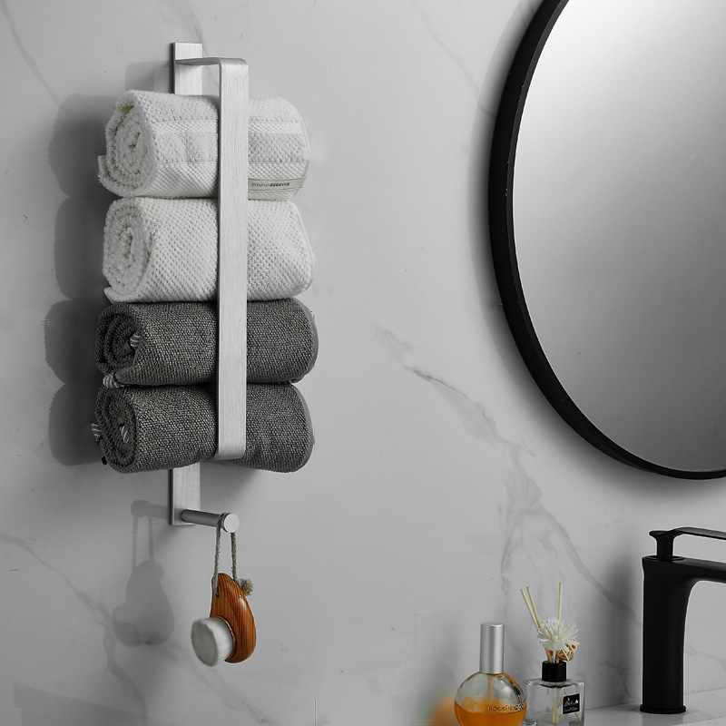Držač za ručnike u kupaoni od Space aluminija s površinskom obradom Brushed oxidation, jednodjelni, vertikalna ili horizontalna ugradnja, nosivost 12 kg, marka Huamanzhi