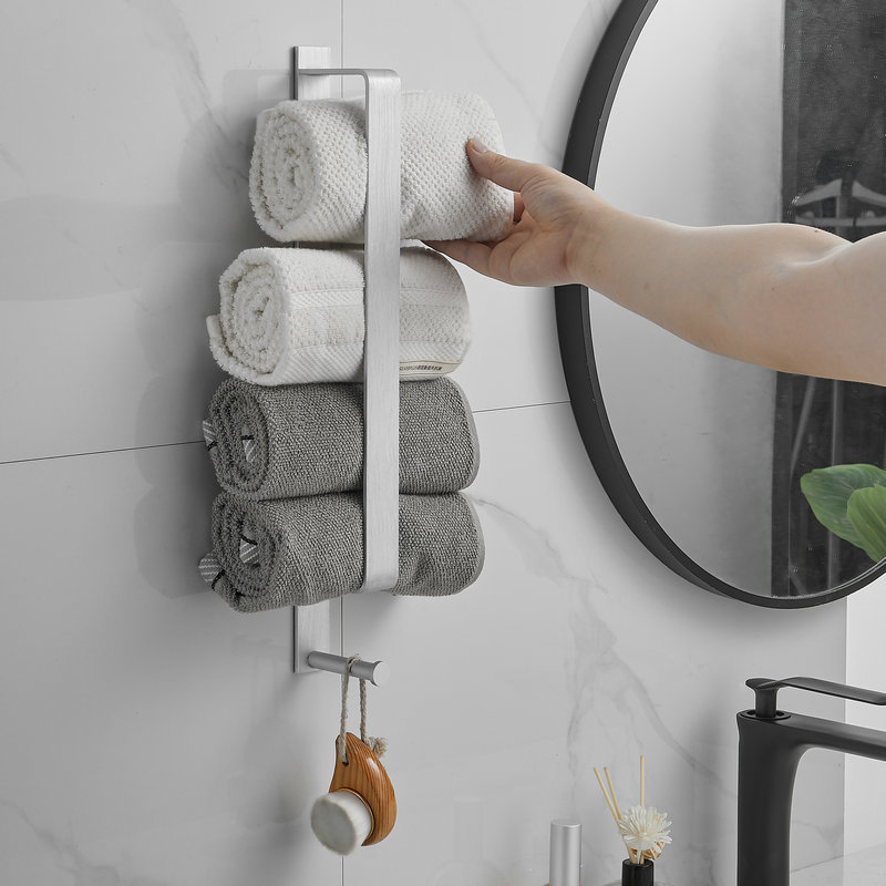 Držač za ručnike u kupaoni od Space aluminija s površinskom obradom Brushed oxidation, jednodjelni, vertikalna ili horizontalna ugradnja, nosivost 12 kg, marka Huamanzhi