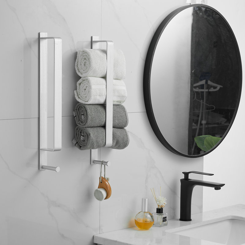 Držač za ručnike u kupaoni od Space aluminija s površinskom obradom Brushed oxidation, jednodjelni, vertikalna ili horizontalna ugradnja, nosivost 12 kg, marka Huamanzhi