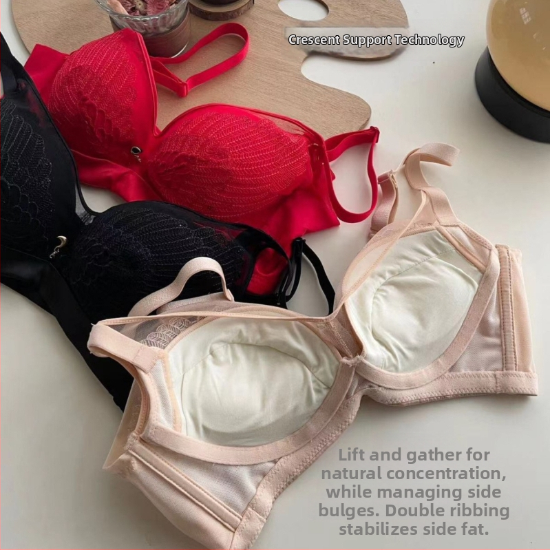 Čipkasti grudnjak s 3/4 košarica, gornja potpora, podesive naramenice, stražnje kopče s tri reda kukica