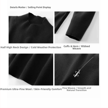 Мъжки пуловер от вълна с полувисока яка, жакардова шарка, дълги ръкави, фина вълна