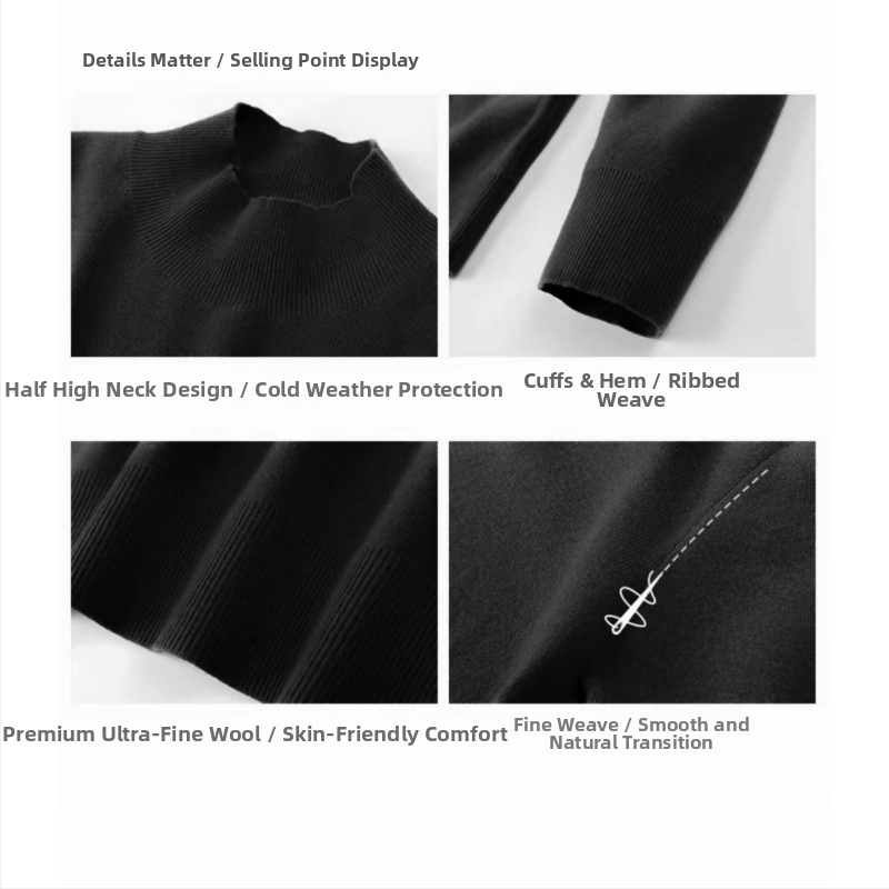 Мъжки пуловер от вълна с полувисока яка, жакардова шарка, дълги ръкави, фина вълна