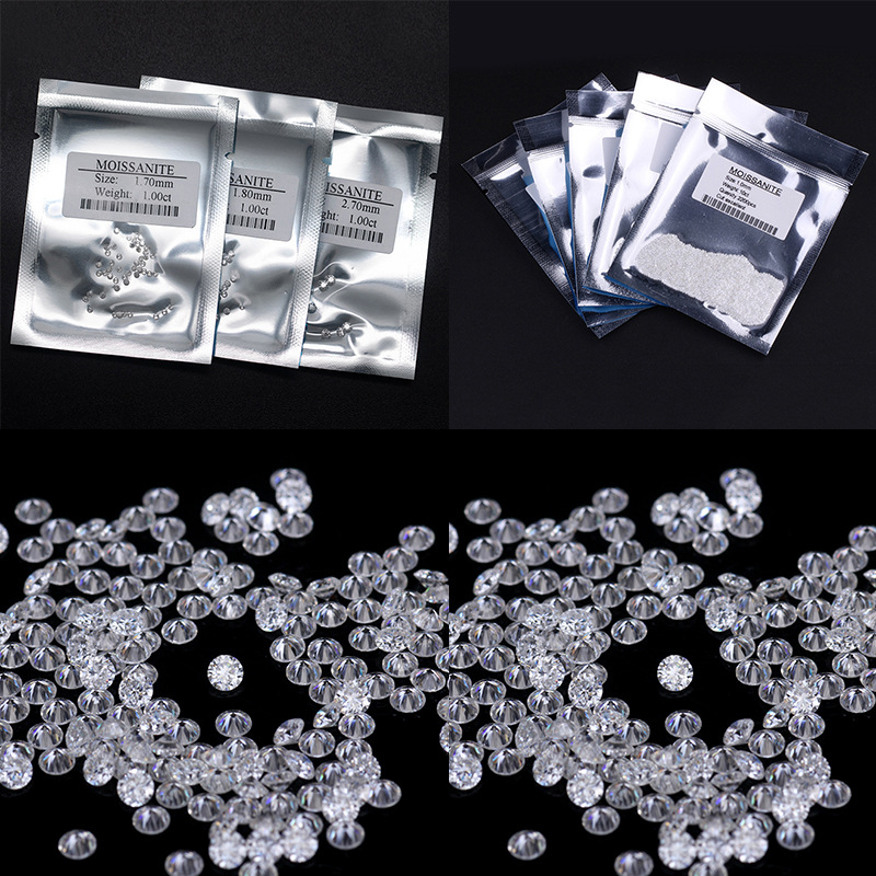 Moissanite okrugli dragulji, D boja, ultra bijeli, testirani, 0,7–3 mm, ugradnja, novi kineski stil