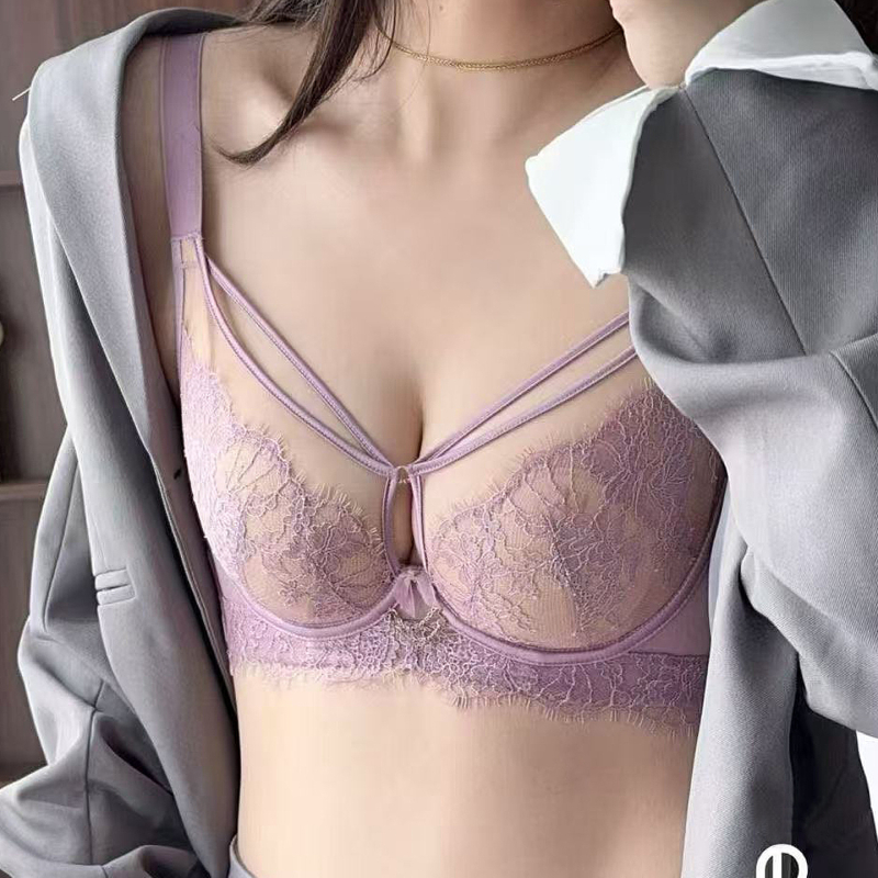 Čipkasti grudnjak s košaricama u obliku kunićjih ušiju, ultra-tanki oblikovani košarci, mekani čelični prsten, modalni materijal (85%) s najlonskom podstavom