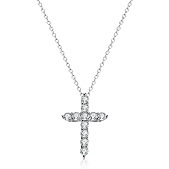 Ženski lanac s geometrijskim križem od 925 srebra, moissanit 1 ct