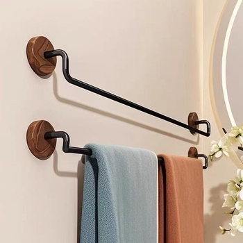 Zidni držač za ručnike od niskougljične čelične, mat završetka, jednoručna šipka, montaža bez bušenja, nosivost 10 kg