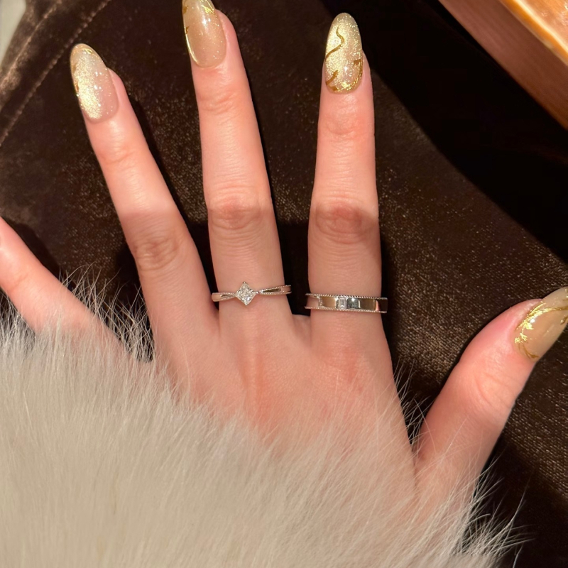 Moissanite párgyűrű, S925 ezüst aranyozva, nyitott hullámformájú dizájn