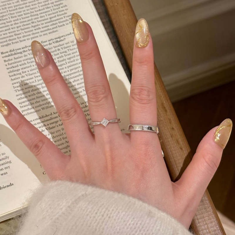 Moissanite párgyűrű, S925 ezüst aranyozva, nyitott hullámformájú dizájn