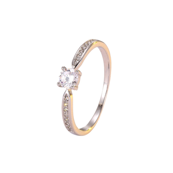 Inel cu montură romb, tratament diamant, moissanit imitativ, origine Shanwei