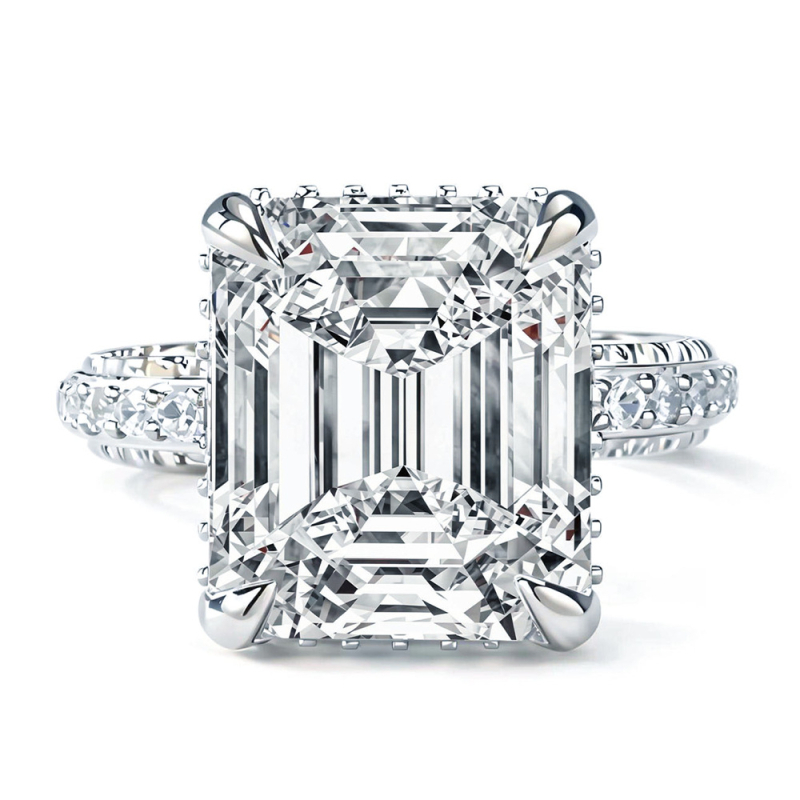 Prsten od srebra 925 s ugrađenim moissanitom, geometrijski pravokutni dizajn – Yuecheng Jewelry