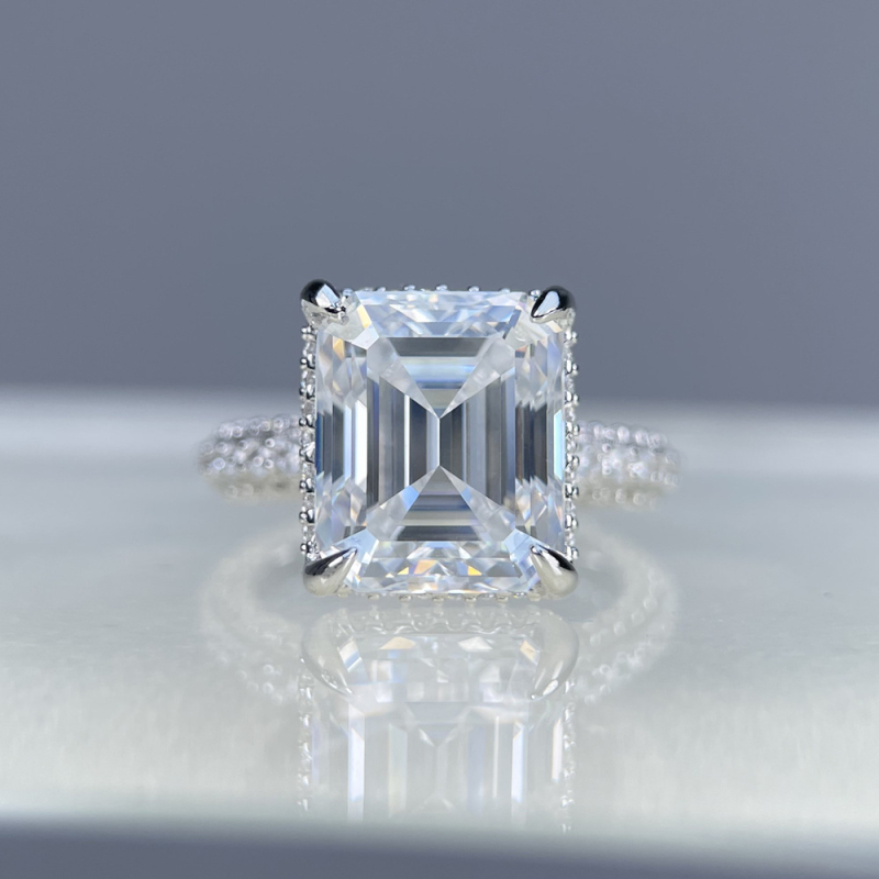 Prsten od srebra 925 s ugrađenim moissanitom, geometrijski pravokutni dizajn – Yuecheng Jewelry