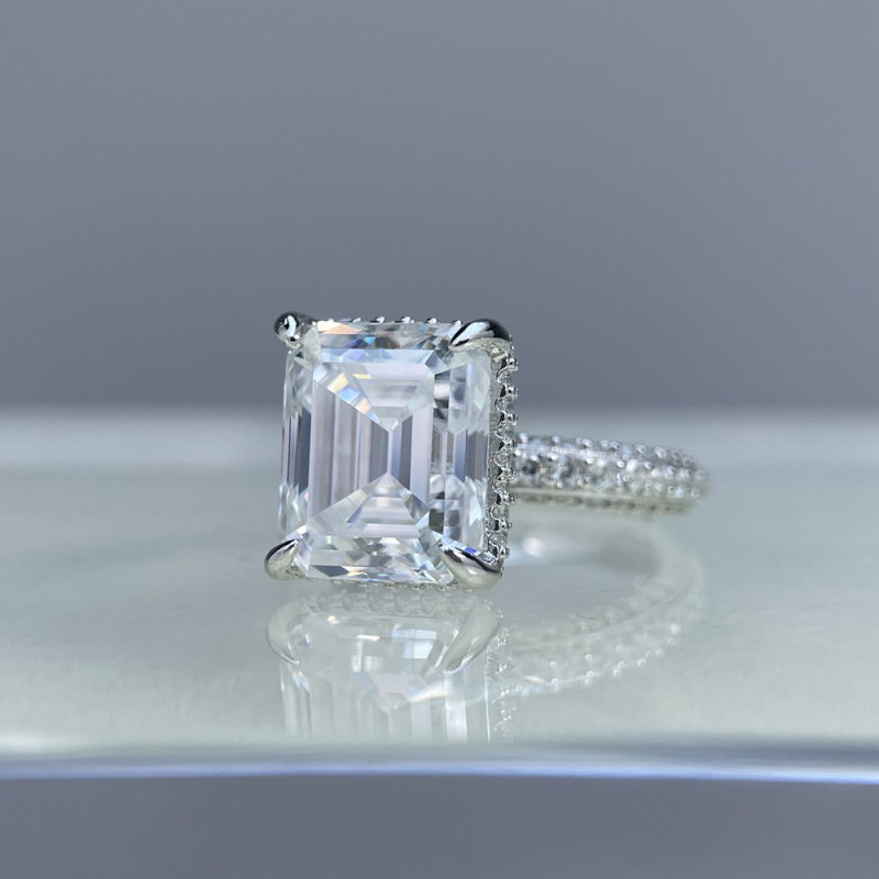 Prsten od srebra 925 s ugrađenim moissanitom, geometrijski pravokutni dizajn – Yuecheng Jewelry