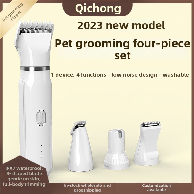 4-u-1 set za njegu kućnih ljubimaca: električni kliper za pse i mačke, ABS kućište, IPX7 vodootporan, brusilica za nokte