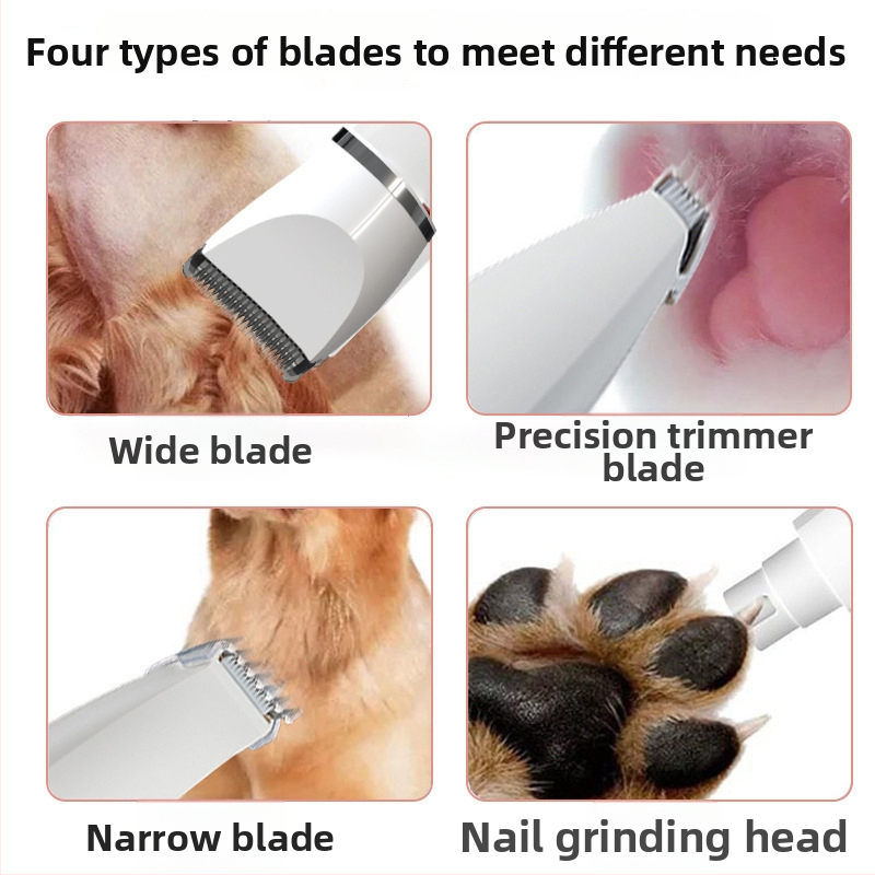 4-u-1 set za njegu kućnih ljubimaca: električni kliper za pse i mačke, ABS kućište, IPX7 vodootporan, brusilica za nokte