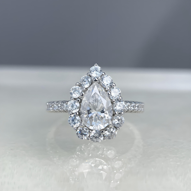 Prsten od srebra 925, Moissanit u kaplji obliku, Yuecheng Jewelry