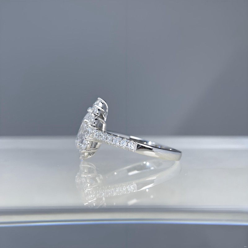 Prsten od srebra 925, Moissanit u kaplji obliku, Yuecheng Jewelry