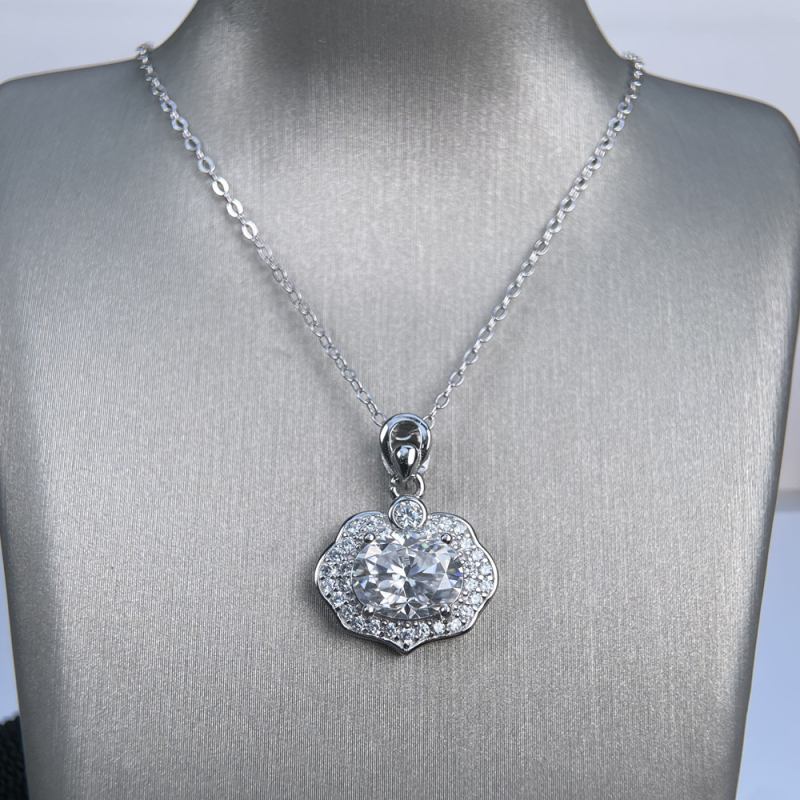 Lančić s privjeskom oblaka od Moissanita, 2Ct, S925 srebro, križni lanac, ženski nakit, težina 2.9 g