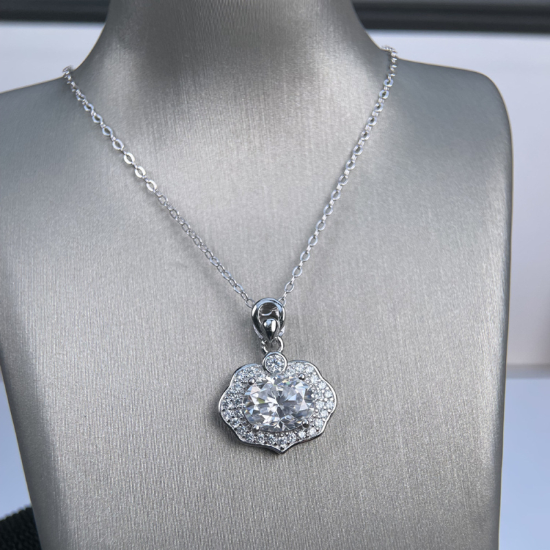 Lančić s privjeskom oblaka od Moissanita, 2Ct, S925 srebro, križni lanac, ženski nakit, težina 2.9 g