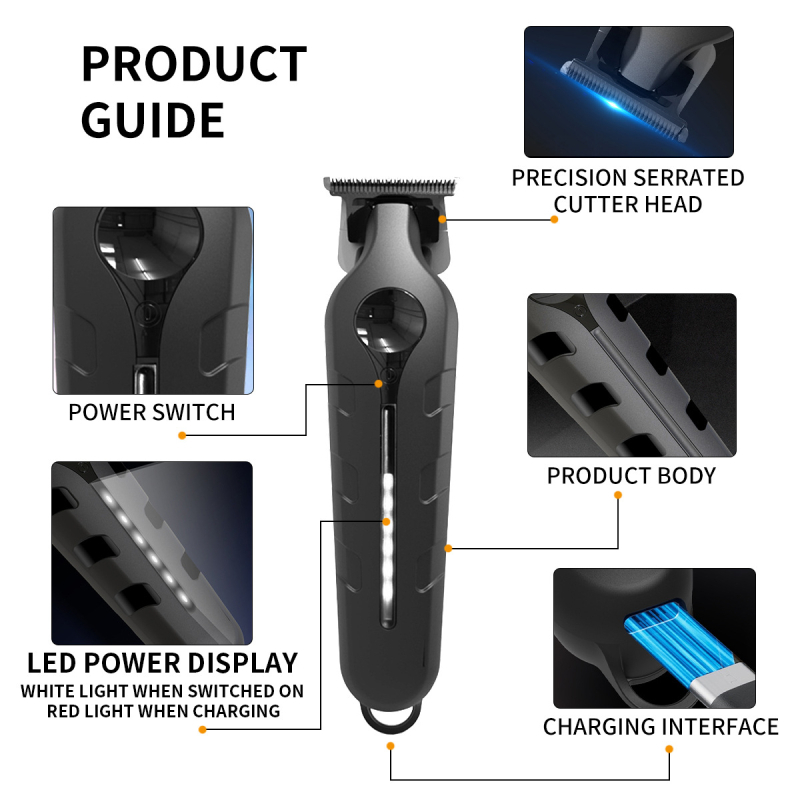 Електрическа подстригвачка за коса с вградена батерия, USB захранване, време за работа 1–3 ч, ножове от неръждаема стомана, нисък шум под 36 dB