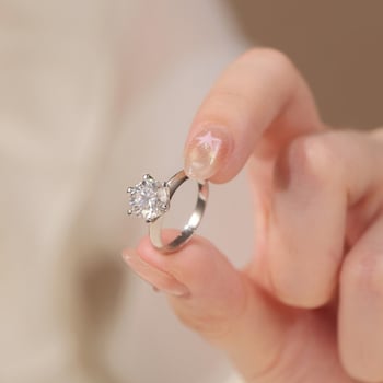 Inel din argint S925 cu Moissanite, design geometric cu șase gheare, Jane Man