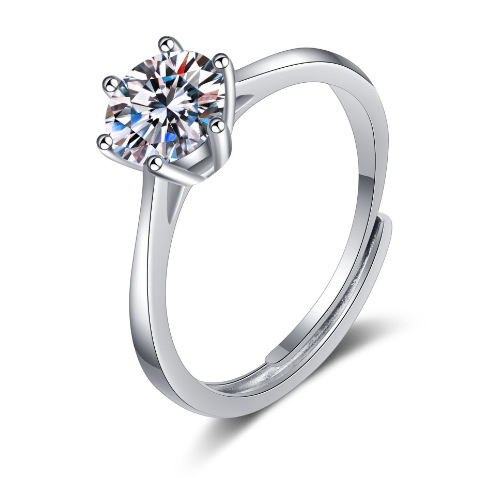 Inel din argint S925 cu Moissanite, design geometric cu șase gheare, Jane Man