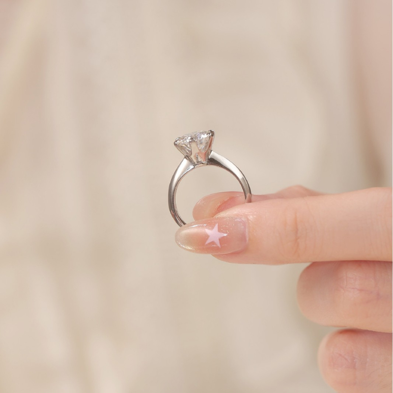 Inel din argint S925 cu Moissanite, design geometric cu șase gheare, Jane Man