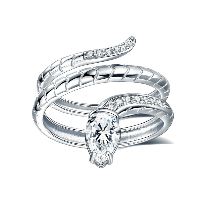 Geometrijski prsten s Moissanitom 0,8 ct, 925 srebro, višeslojni zmijski dizajn, neutralni stil, Yuecheng Jewelry