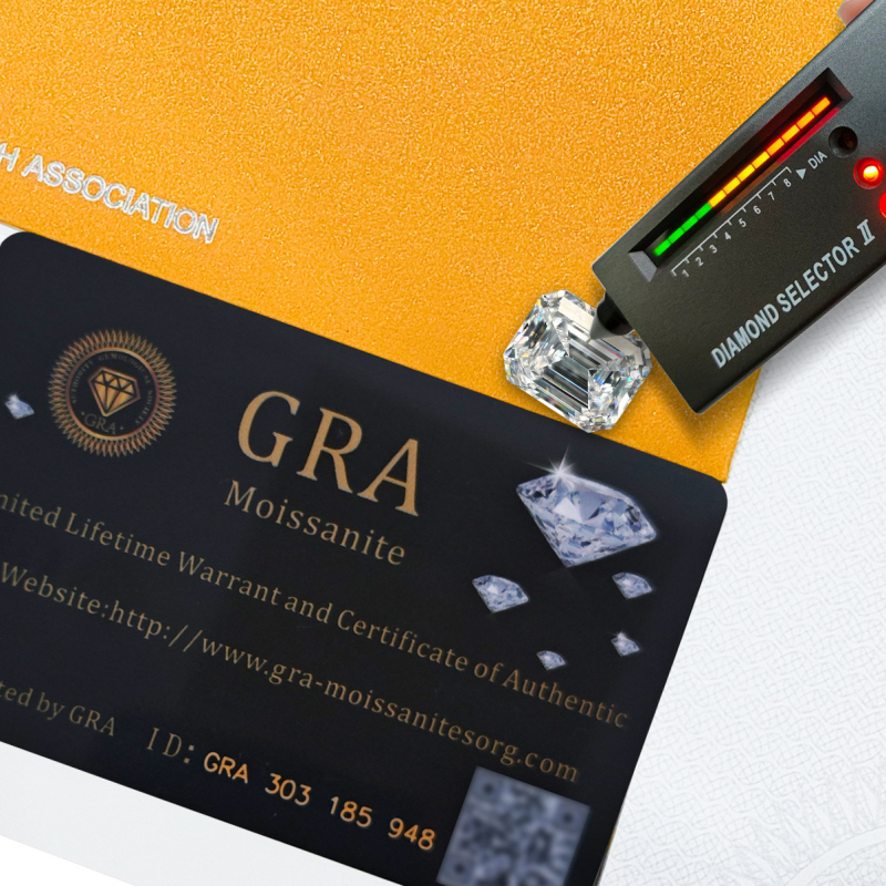 Moissanit u obliku smaragda, osmerokutni slobodni kamen, [5A], 0,5–5 ct, VVS, pogodan za ugradnju