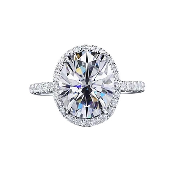 925-ös ezüst moissanit gyűrű, ovális alak, 3 karát, elektroplatinált