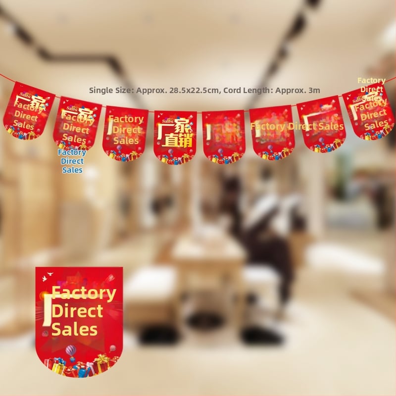 Zastavice za dekoriranje proslave otvorenja trgovine – Shu Tingxiang; Materijal: papir; Stil: svečano, živahno; Kategorija: Dekoracije proslave otvorenja; Proizvodna kategorija: rekviziti za uređenje prostora