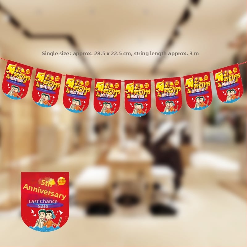 Zastavice za dekoriranje proslave otvorenja trgovine – Shu Tingxiang; Materijal: papir; Stil: svečano, živahno; Kategorija: Dekoracije proslave otvorenja; Proizvodna kategorija: rekviziti za uređenje prostora