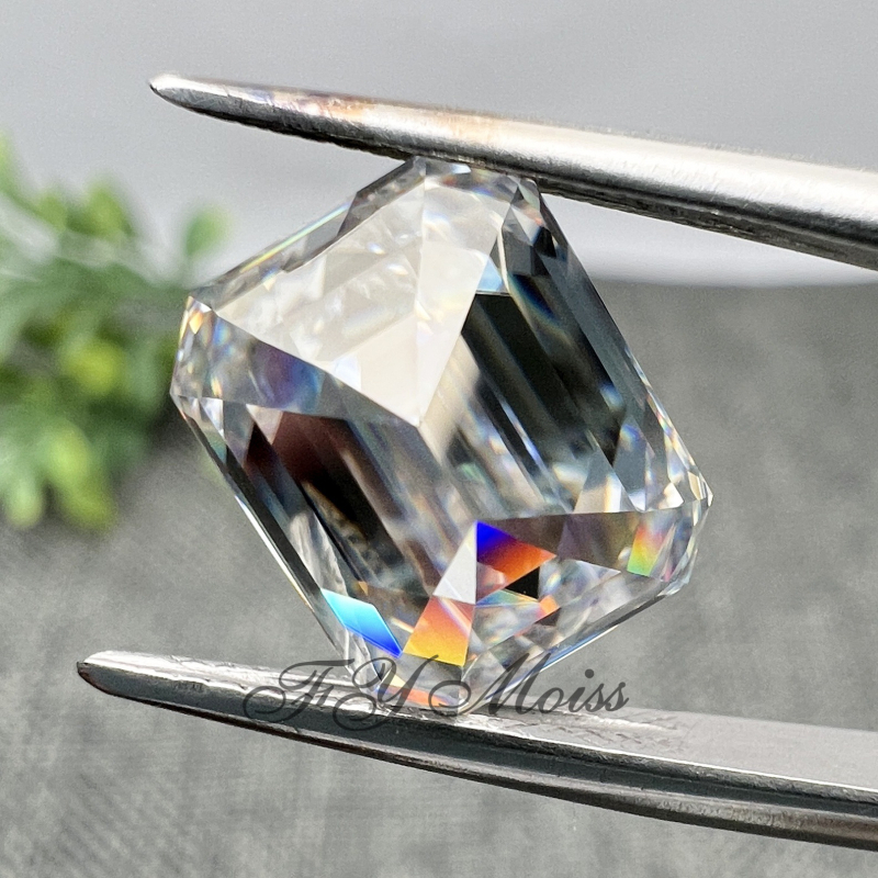 Moissanit, smaragdnog oblika rez, 5A, 0.2–10 ct, s certifikatom i serijskim kodom