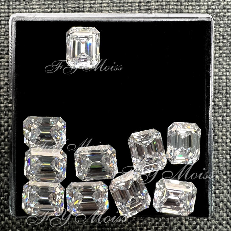 Moissanit, smaragdnog oblika rez, 5A, 0.2–10 ct, s certifikatom i serijskim kodom