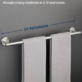 304 rozsdamentes acél törölközőtartó, csiszolt felülettel, falra szerelhető, egycsöves, teherbírás 50GJ