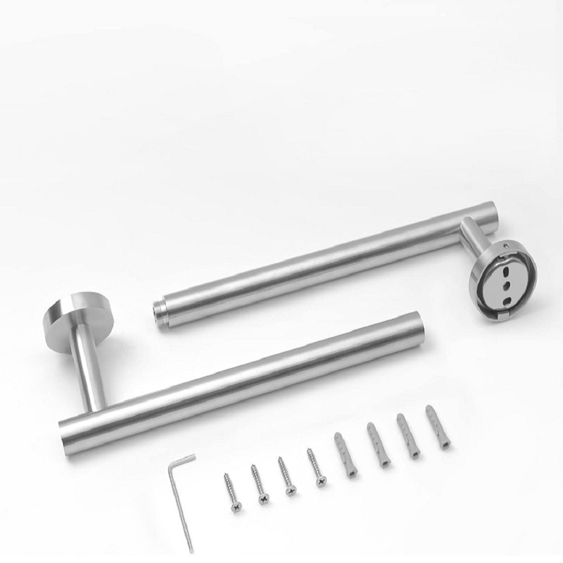 304 rozsdamentes acél törölközőtartó, csiszolt felülettel, falra szerelhető, egycsöves, teherbírás 50GJ