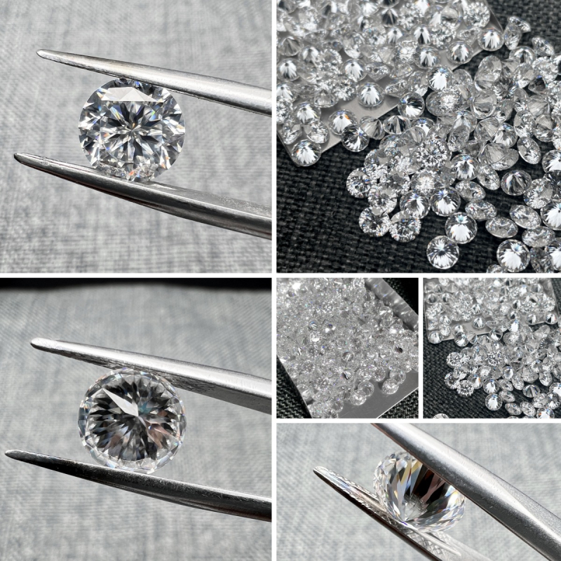 Moissanite Plum Blossom Cut piatră liberă, formă rotundă, lustruită, personalizabilă