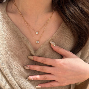 Női S925 ezüst nyaklánc Moissanittal, geometriai medál, keresztlánccal, állítható, könnyed luxus