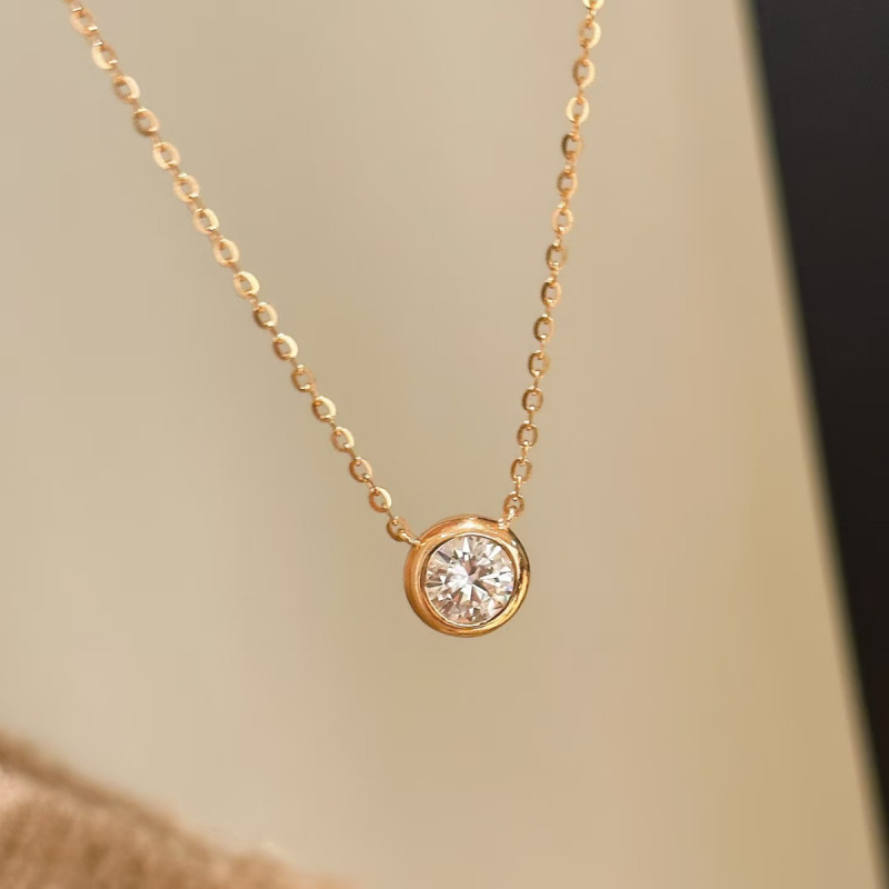 Női S925 ezüst nyaklánc Moissanittal, geometriai medál, keresztlánccal, állítható, könnyed luxus