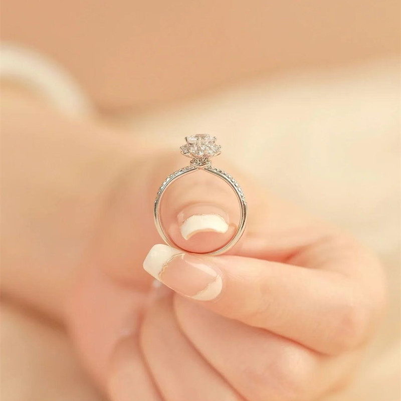 Inel – Brilliance argint 925 cu design floral, placare electrolitică, accesoriu pentru mână pentru femei, stil proaspăt și dulce